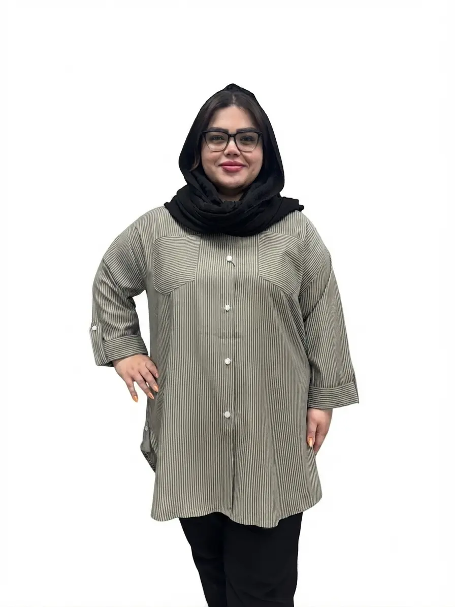 شومیز راه راه پاگن زنانه سایز بزرگ